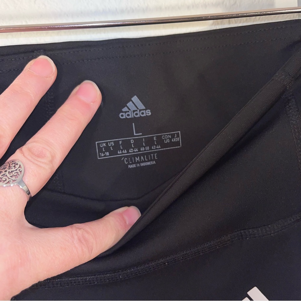 Adidas vintage style Black Leggings with White Stripes women’s size large - Picture 9 of 11
